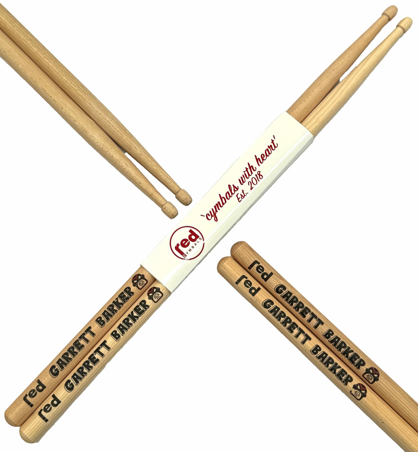 Red Cymbals Drum Sticks Red Drumsticks Garrett Barker Custom 5AX Acorn Tip Red Drumsticks Garrett Barker Custom 5AX Acorn Tip