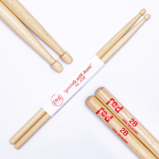 Red Cymbals Drum Sticks 2B Acorn