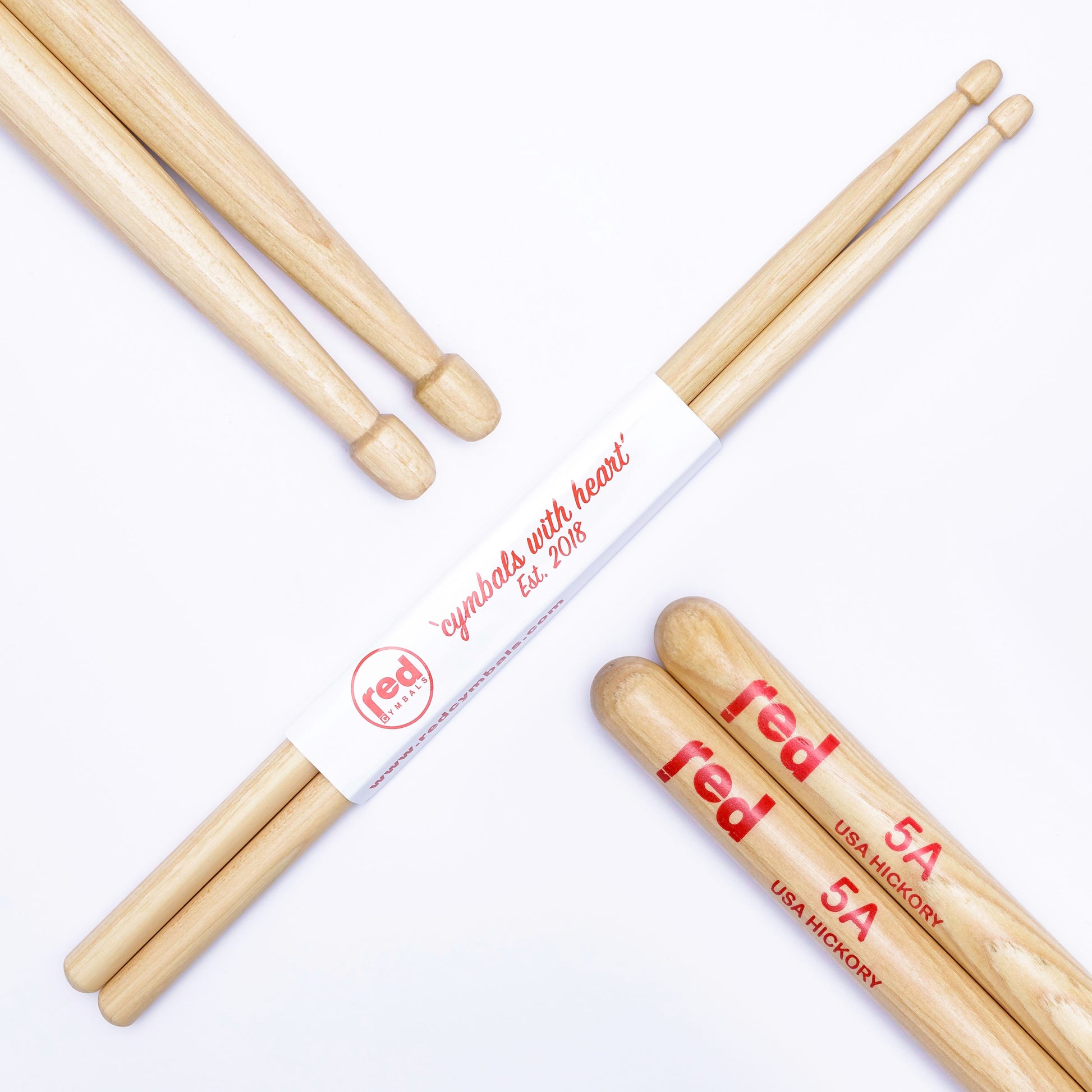 Red Cymbals Drum Sticks 5A Acorn