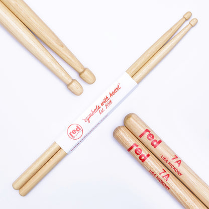 Red Cymbals Drum Sticks 7A Acorn
