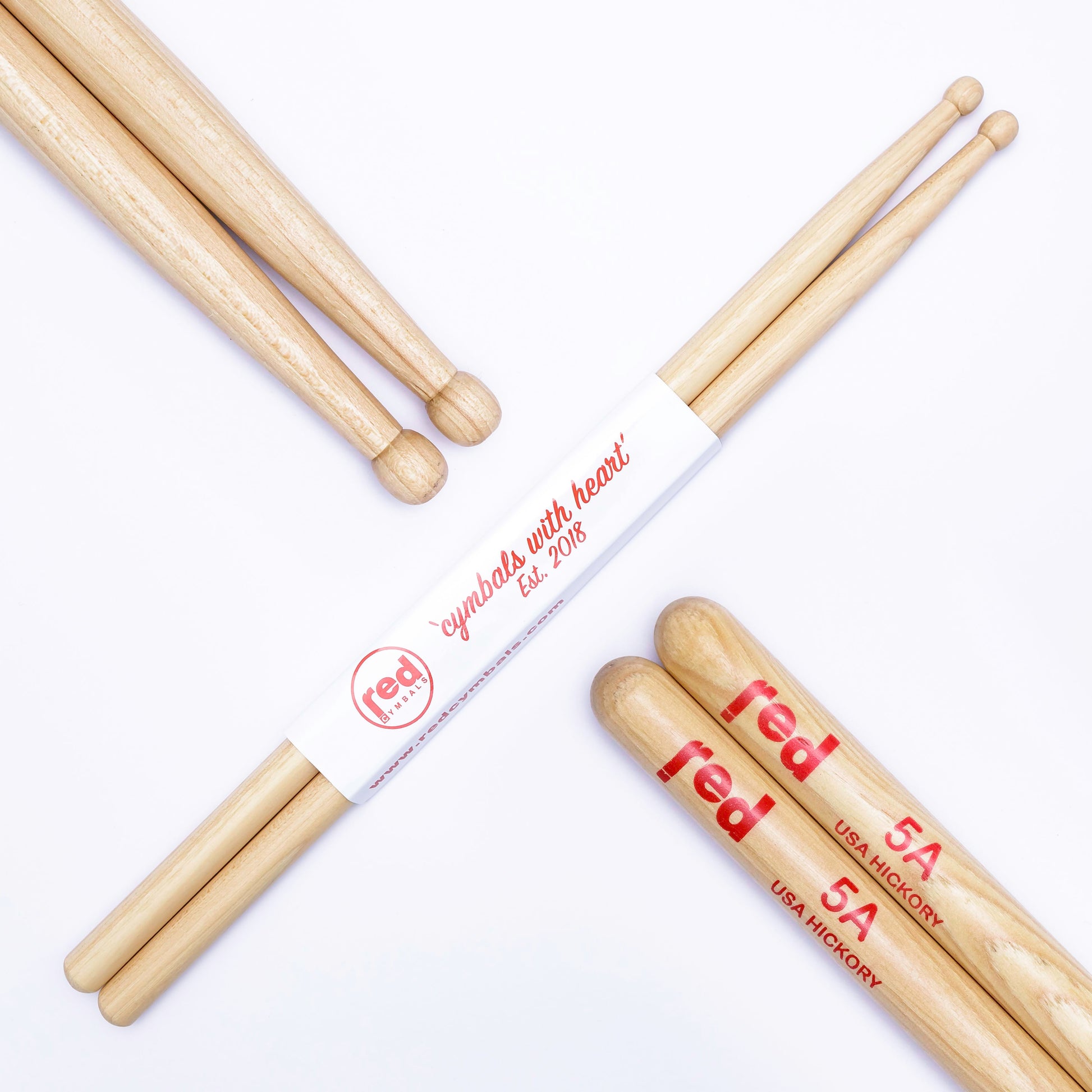 Red Cymbals Drum Sticks 5A Ball Tip