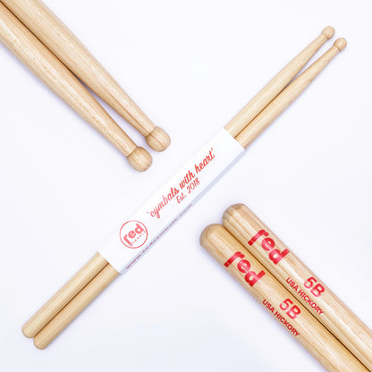 Red Cymbals Drum Sticks 5B Ball Tip